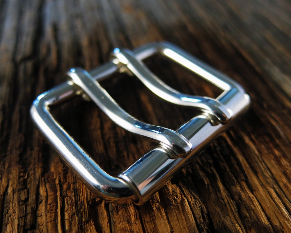 Solid STERLING SILVER -Double Prong Belt Buckle -Extra Strong -All Widths -Solid 925 Silver- Men ...