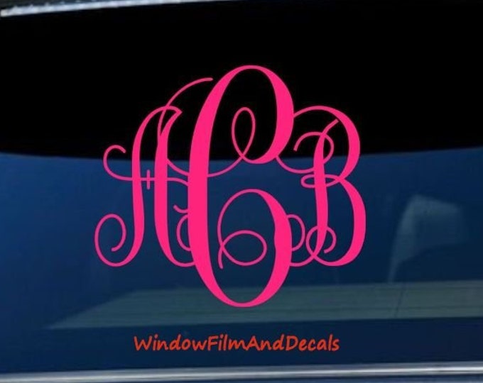Custom Monogram Car Window Decal - Vine Font - Personalized Initials ...