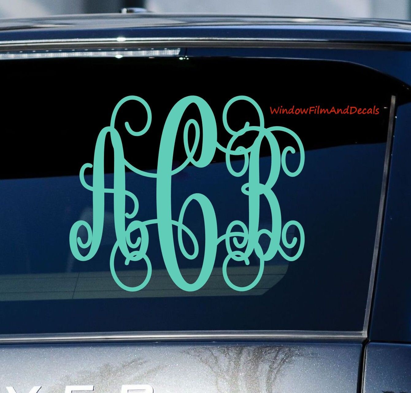 Custom Monogram Car Window Decal - Script Vine Font - Personalized ...