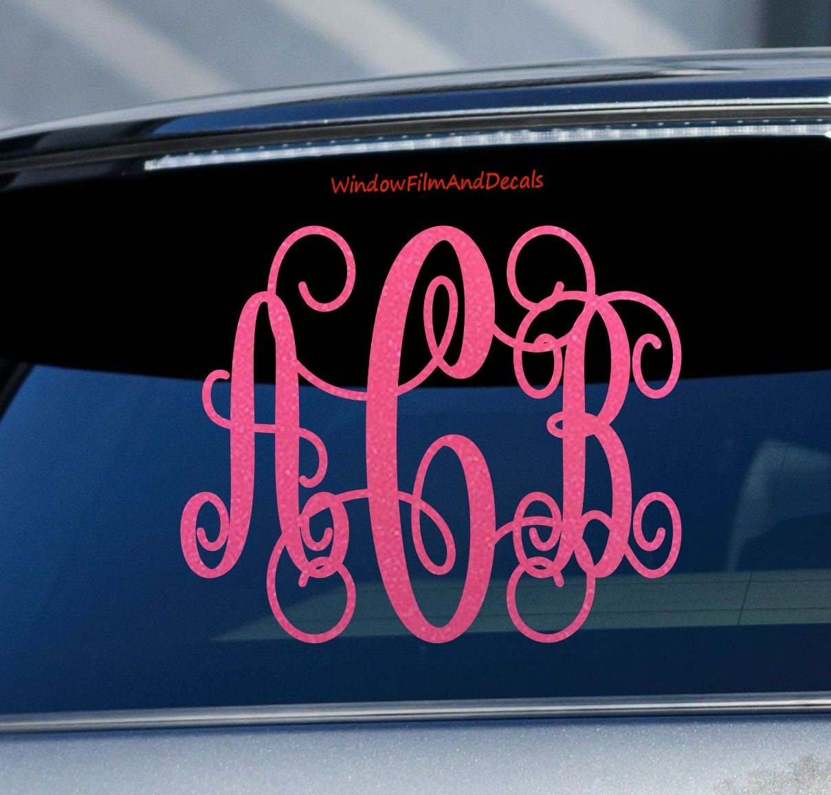 Google Window Monogram Glittery Custom Monogram Car Window Decal Script Vine Personalized ...