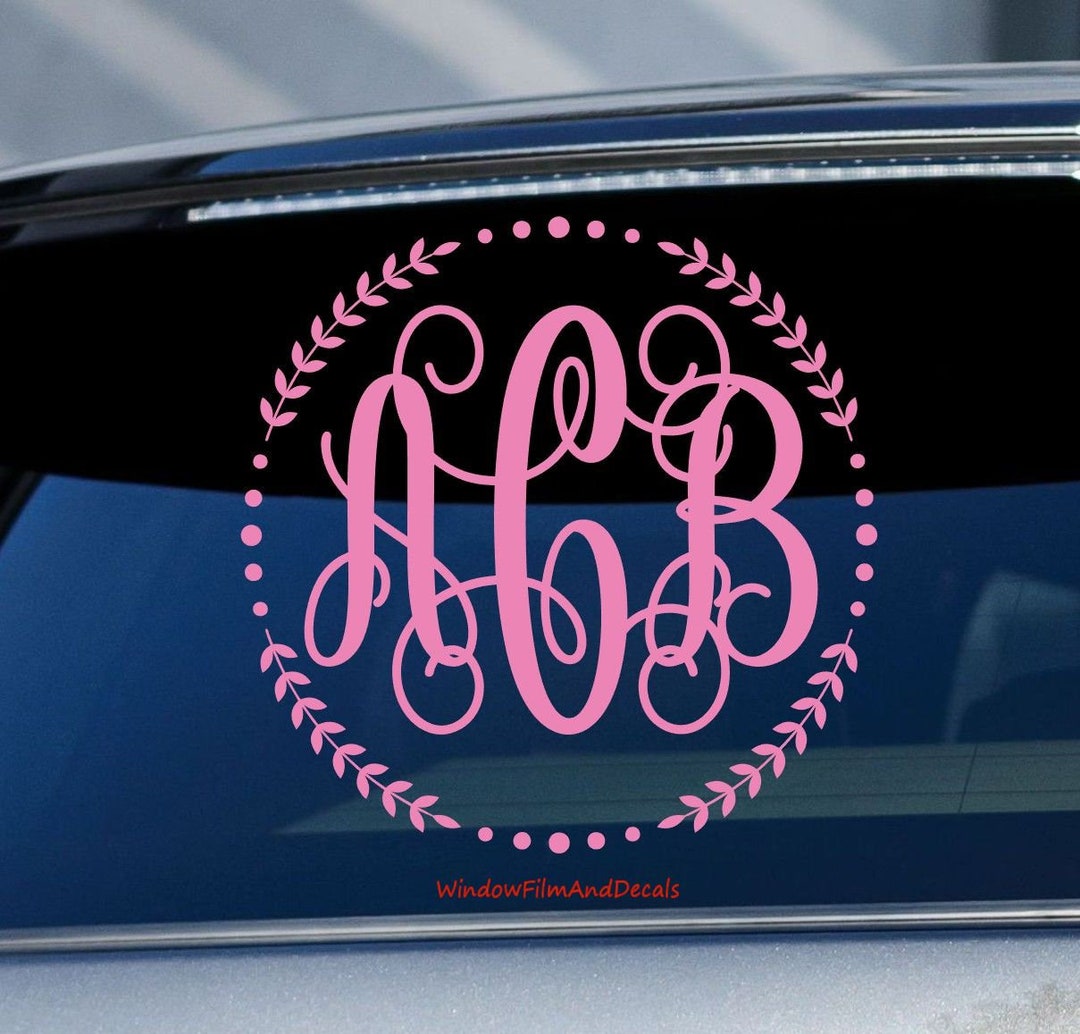 Custom Circle Vine Monogram Car Window Decal - Personalized Initials ...