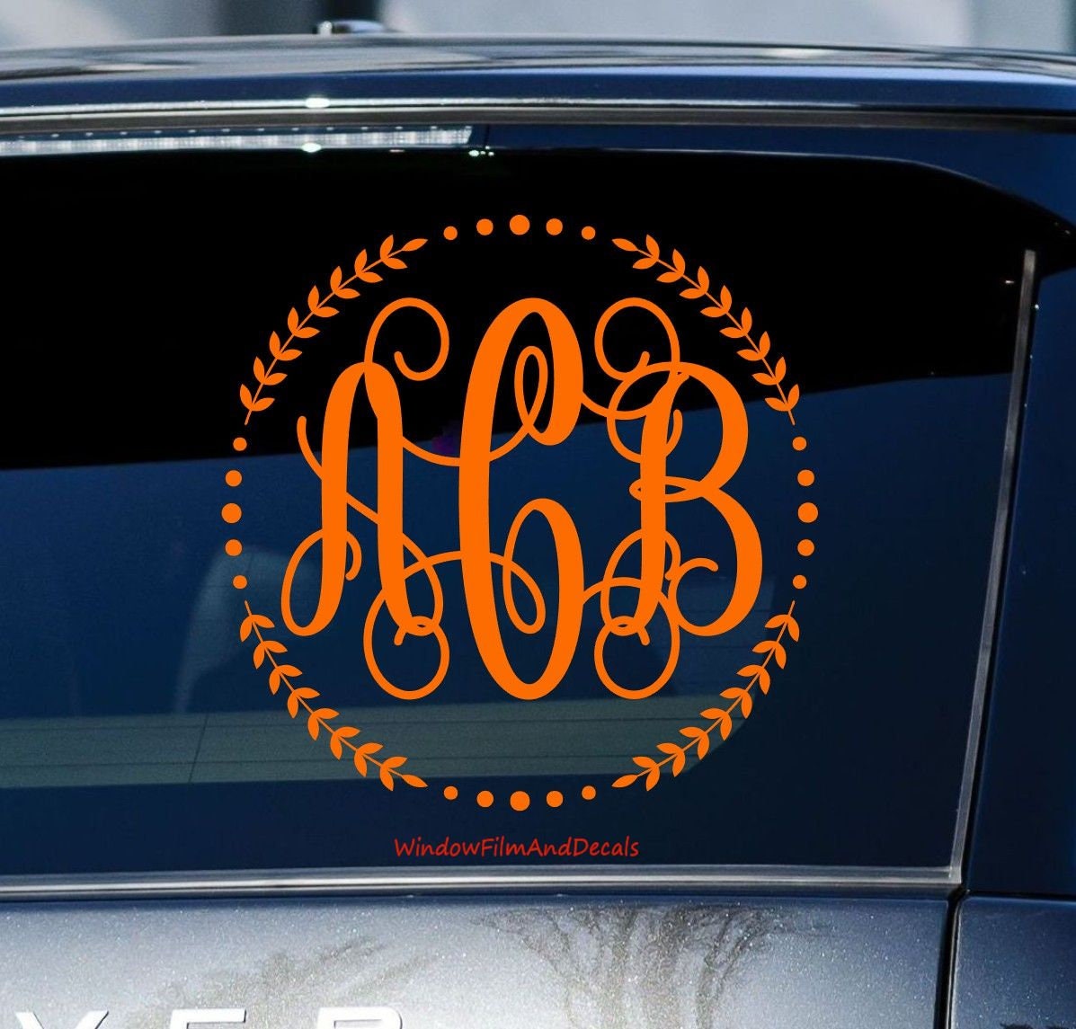 Custom Circle Vine Monogram Car Window Decal - Personalized Initials ...