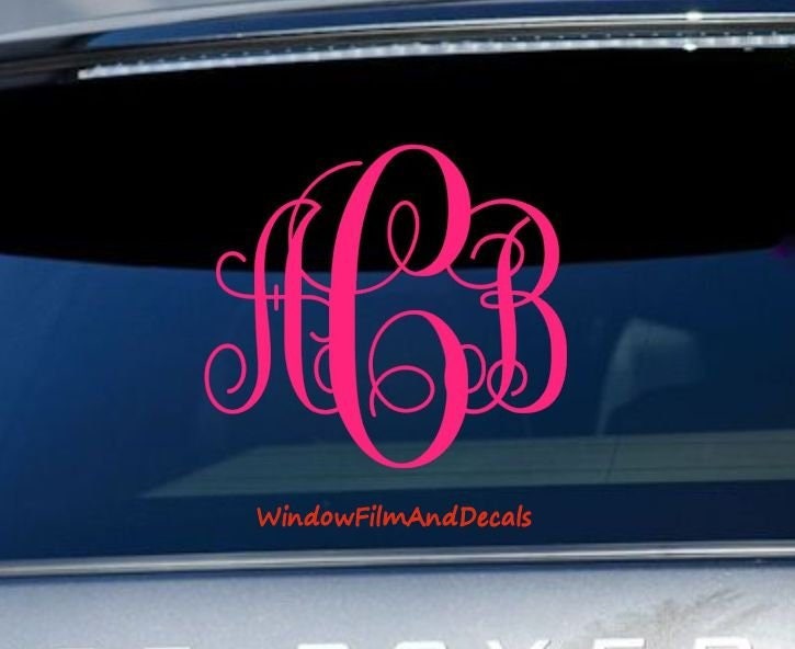 Custom Monogram Car Window Decal Vine Font Personalized Initials Stickers 