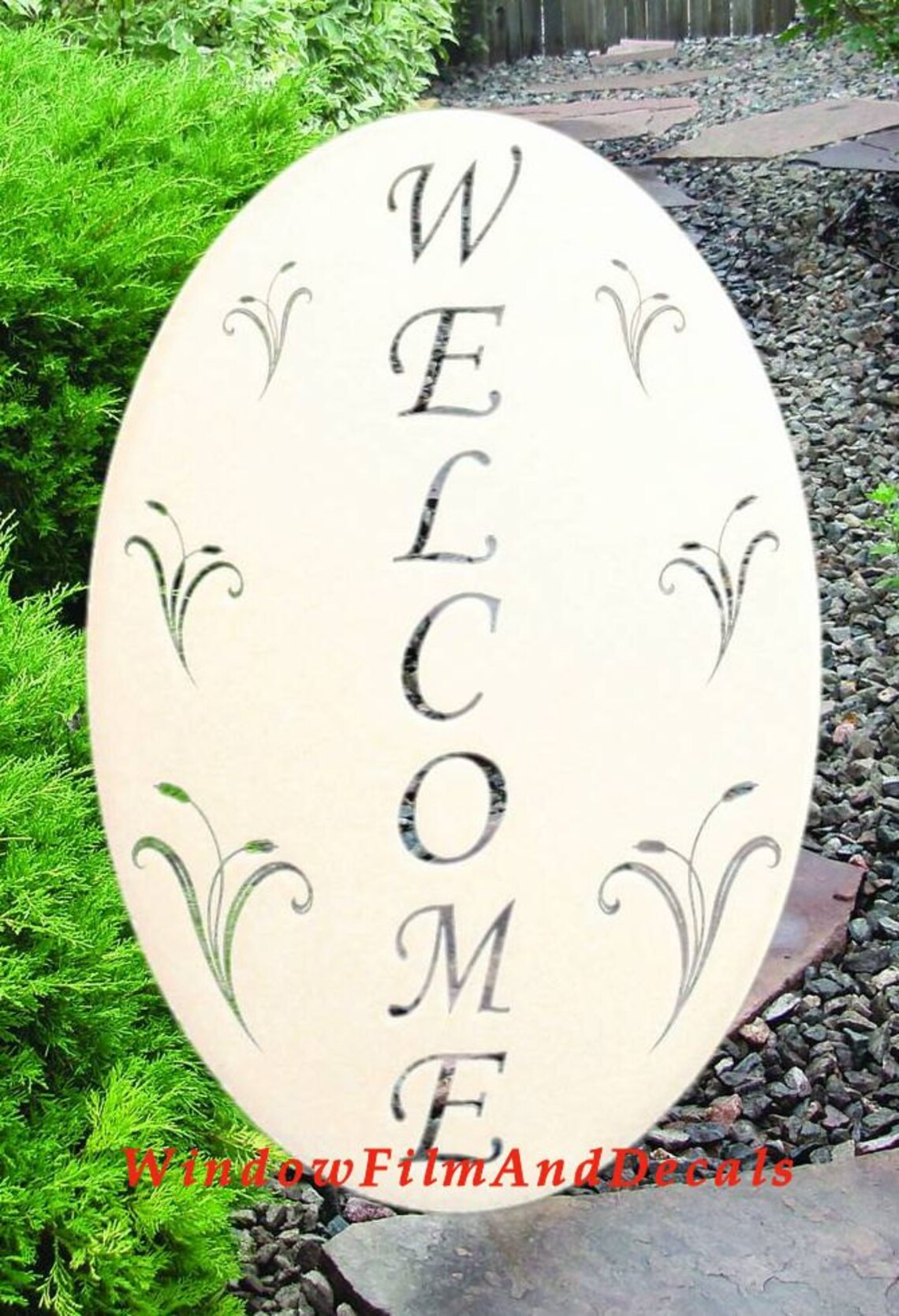 Welcome Sign Oval Static Cling Window Decal 10.5