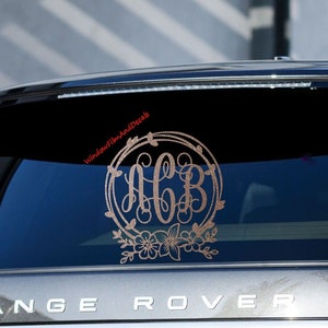 Glittery Custom Floral Vine Monogram Car Window Decal Vine Personalized ...