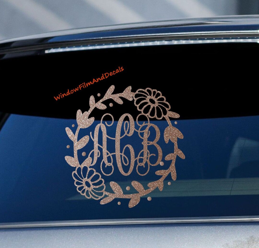 Glittery Custom Daisy Vine Monogram Car Window Decal Vine Personalized ...