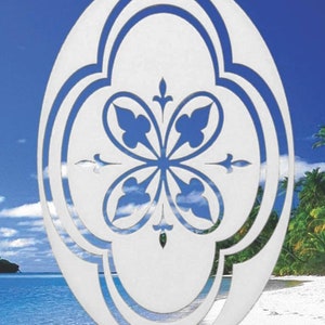 Decorative Oval Static Cling Window Decal 8" x 12" - White w/Clear Design