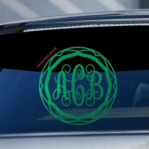 Glittery Custom Pretty Frame Monogram Car Window Decal Vine ...