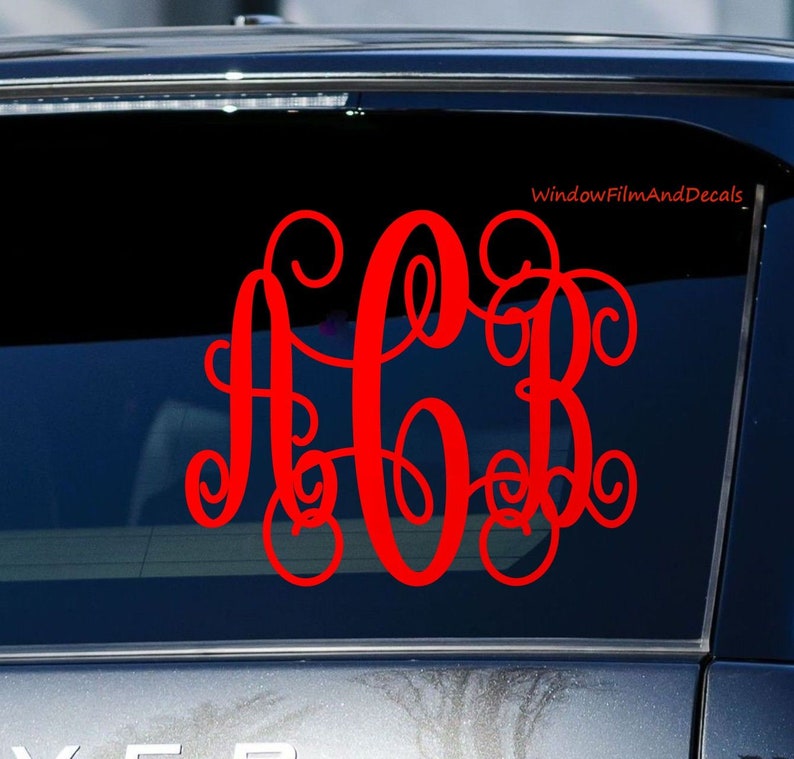 Custom Monogram Car Window Decal - Script Vine Font - Personalized ...