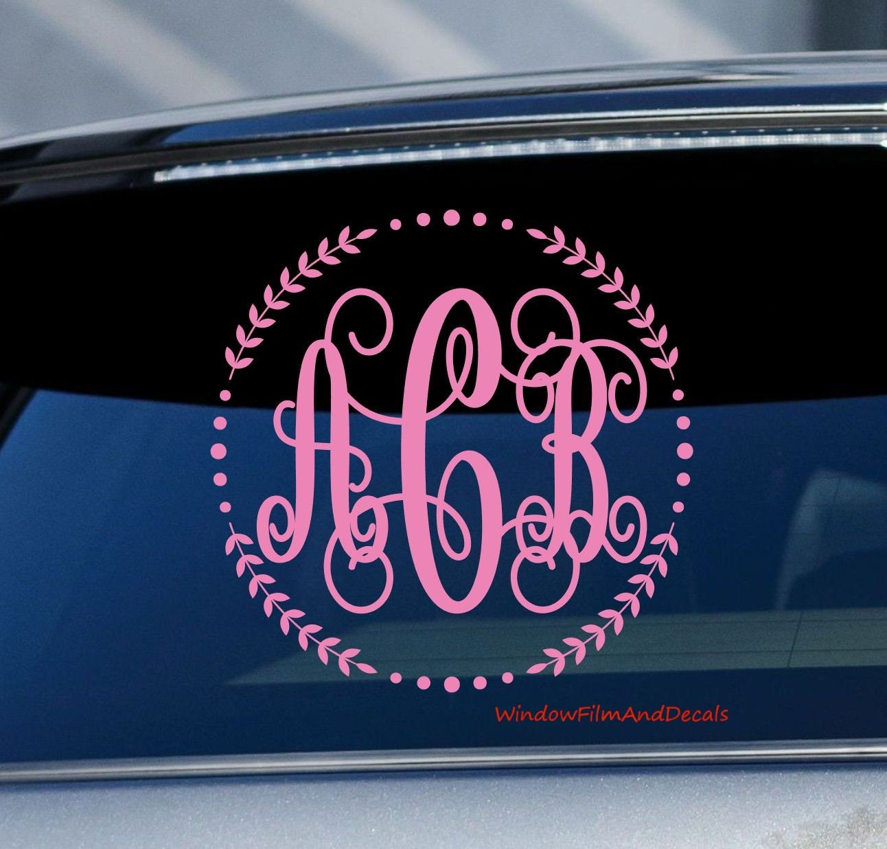 Custom Circle Vine Monogram Car Window Decal - Personalized Initials ...