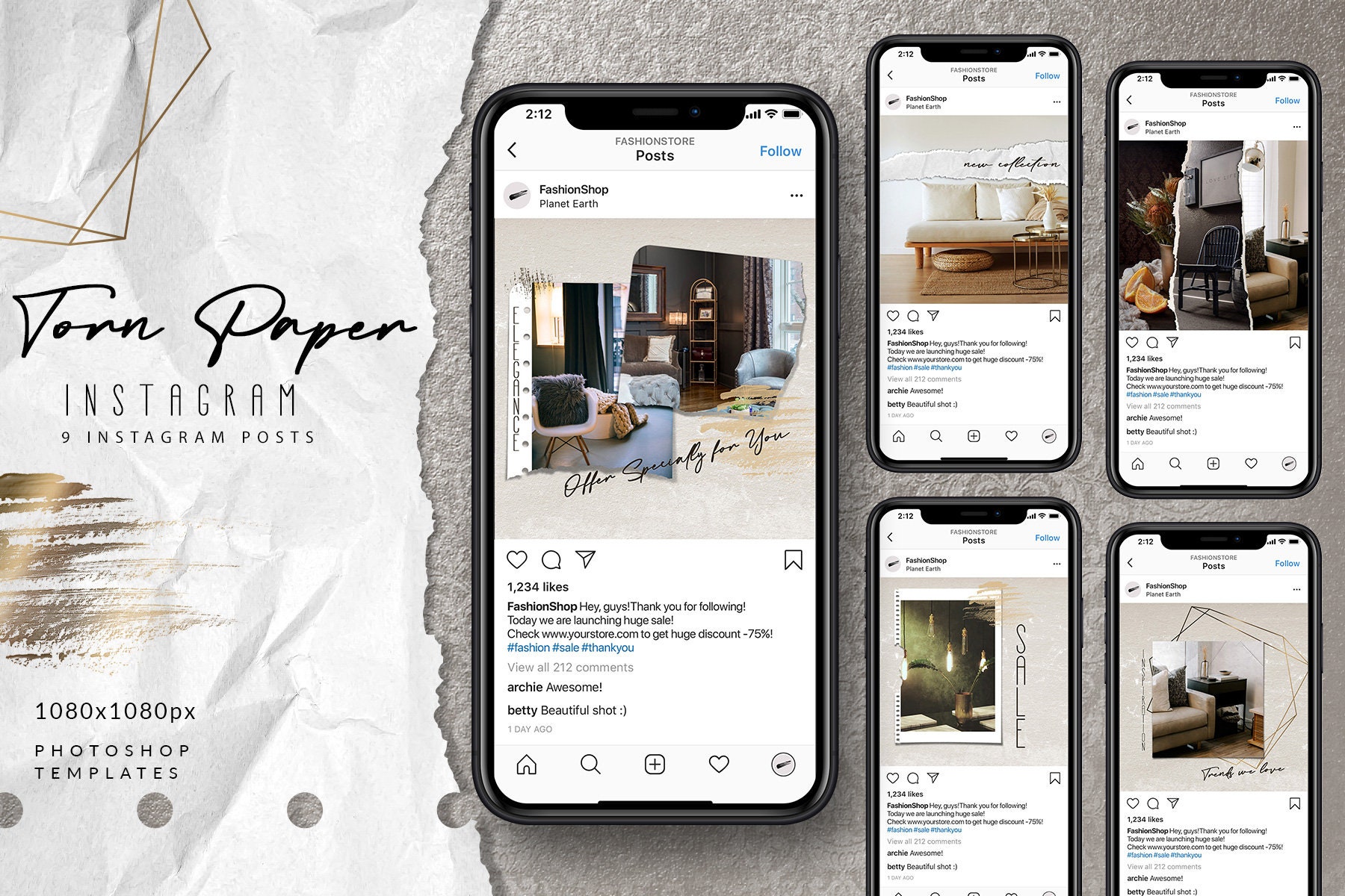 PSD Post Template Instagram mockup PSD Social Etsy