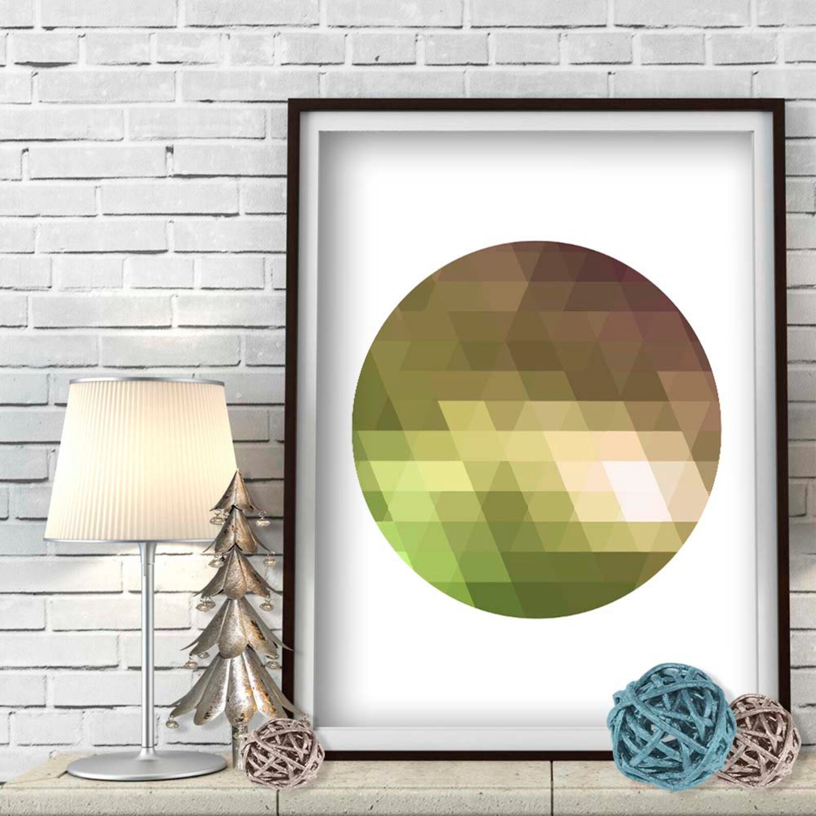 Green Circle Printable Wall Art Olive Green Art Living Room | Etsy