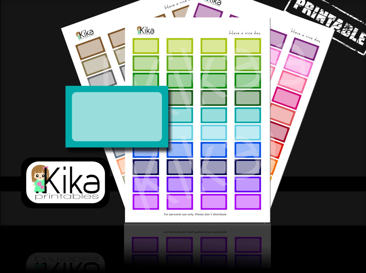 Bright Colourful Half Boxes | Printable Planner Stickers for Filofax ...