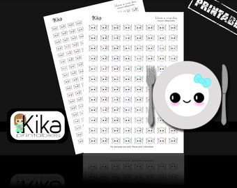 Meal Planner Stickers, Planner Stickers Printable PDF, Meal Prep Functional Stickers, Minimal Clean Stickers. Color Coded Stickers