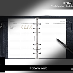 Yearly Habit tracker Printable - Personal Wide planner routine calendar  | Routine Tracker template PDF  - Digital download - Y613