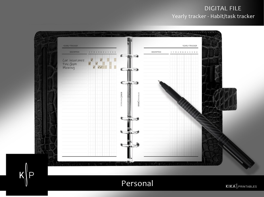 Personal Size Yearly Habit Tracker Printable | PDF Template (digital ...
