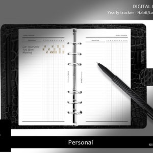 Yearly Habit Tracker | Personal Size Printable Planner Inserts | Routine Tracker template PDF | Yearly calendar | Digital Download - Y413