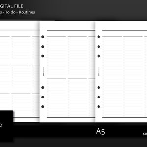 A5 printable - Minimal To Do list planner inserts | 3 options, 3 colunms checklists | Printable Planner, A5 Agenda - Instant Download (N005)