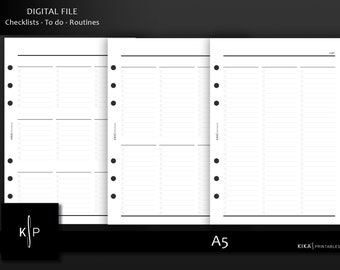 A5 printable - Minimal To Do list planner inserts | 3 options, 3 colunms checklists | Printable Planner, A5 Agenda - Instant Download (N005)