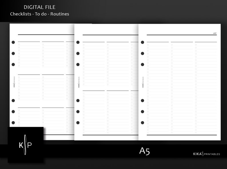 A5 to Do List Printable Planner Inserts – Minimalist 3 Column ...