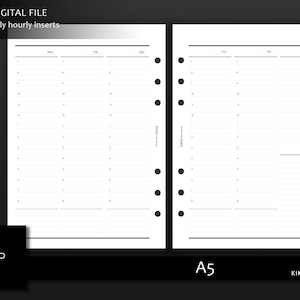 A5 WO2PV printable- Minimale wöchentliche Stundenplaner-Einlagen | Woche auf 2 Seiten | Druckbare Planer Einlagen, A5 Agenda - Sofortiger Download