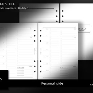 WO1P Weekly printable planner inserts - Personal wide Printable planner inserts - Week on 1 page Printable calendar agenda- Digital download