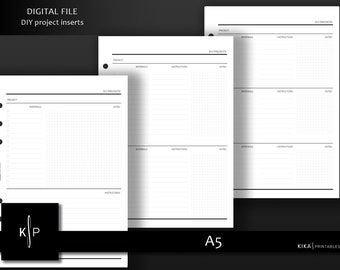 A5 DIY Project Planner Insert – Minimalist Printable (PDF) - OT004