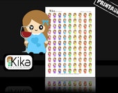 Printable stickers | Girls night planner sticker | Wine Stickers | Cute Kawaii party girl Planner Stickers | Instant Download