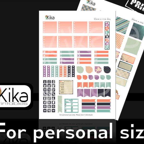Personal size weekly Planner Set PRINTABLE | Perfect for Filofax, Kikki K Planners! | Weekly Planner Stickers Kit | Instant download