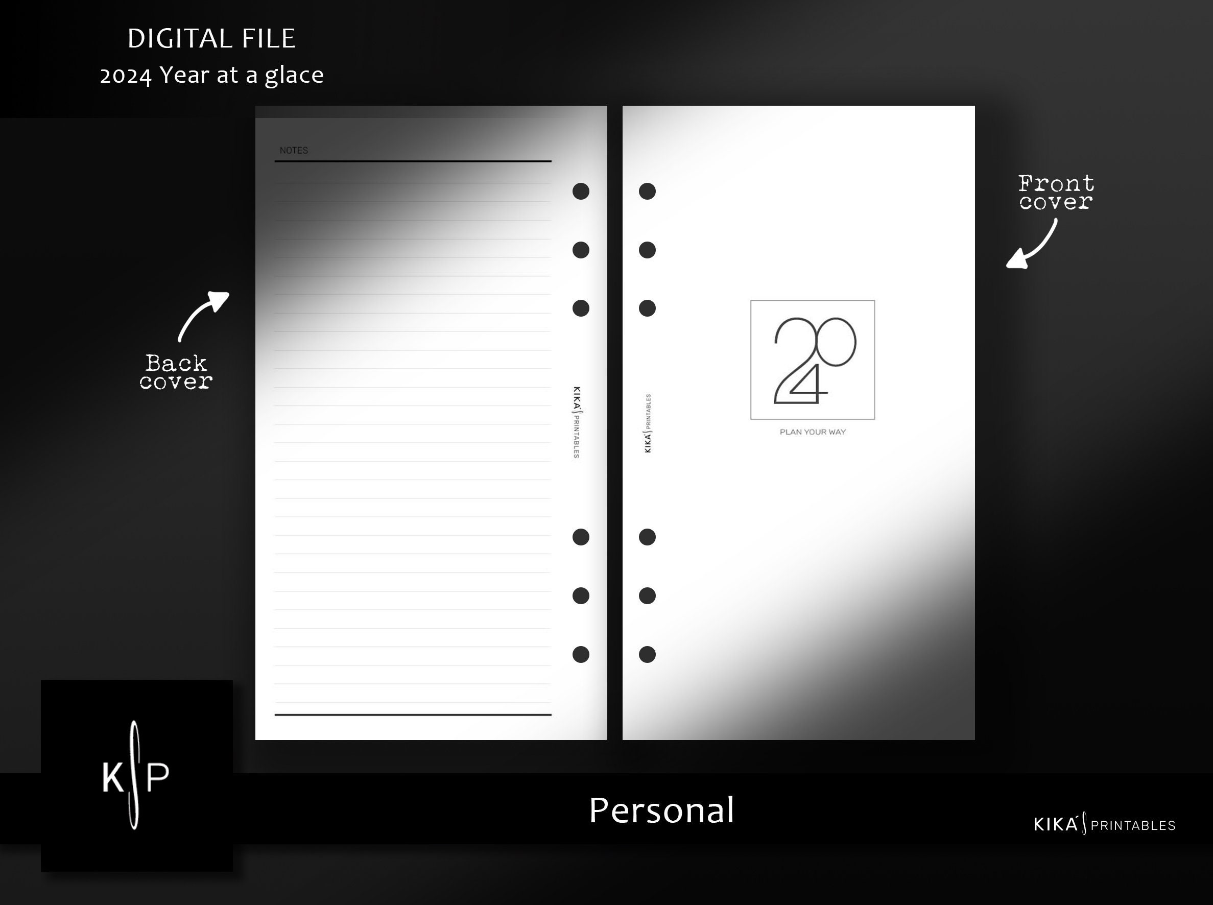 2024 Calendar PDF Personal Size Printable Planner Inserts Yearly ...