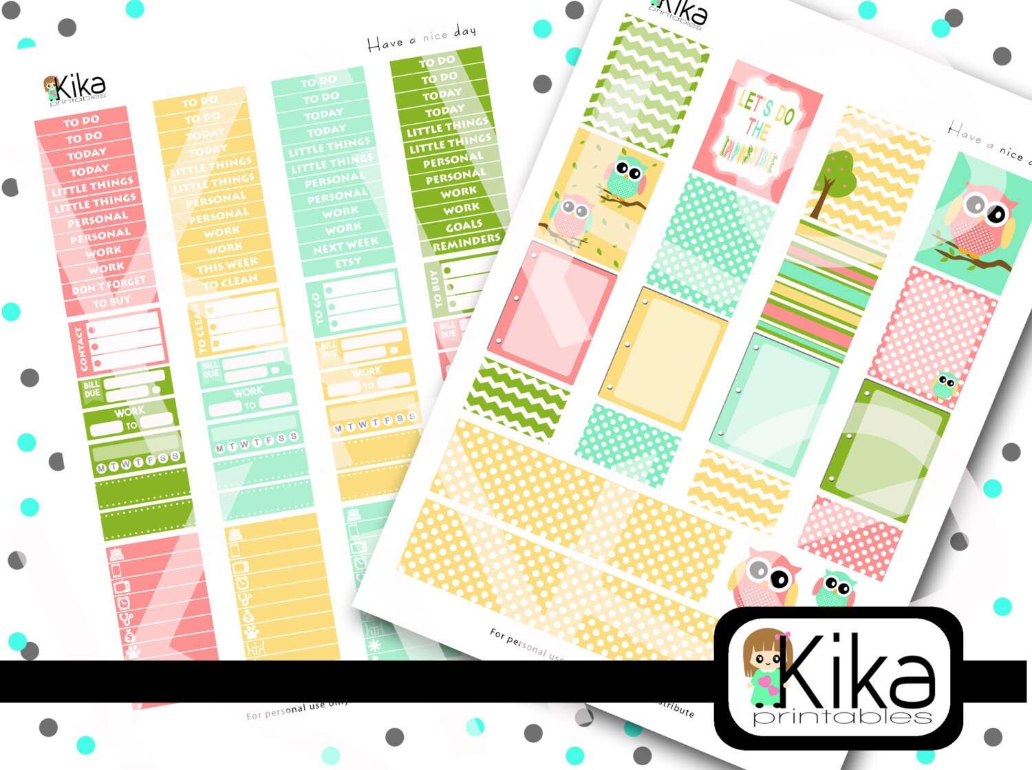 Owls Weekly Sticker Kit PRINTABLE | Erin Condren Planner Stickers ...