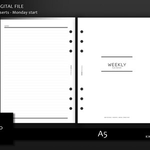 A5 Printable - Minimal Weekly Planner Inserts | Week on 2 Pages ...