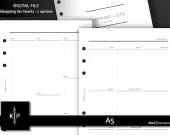 A5 Shopping List printable inserts - A5 Printable Planner To Buy List, Grocery List, A5 Minimal Printable - Food Shopping - PDF  Files