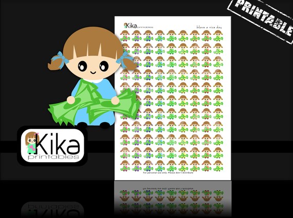 Pay Day Planner Stickers PRINTABLE Cute Kawaii Bill Stickers For.