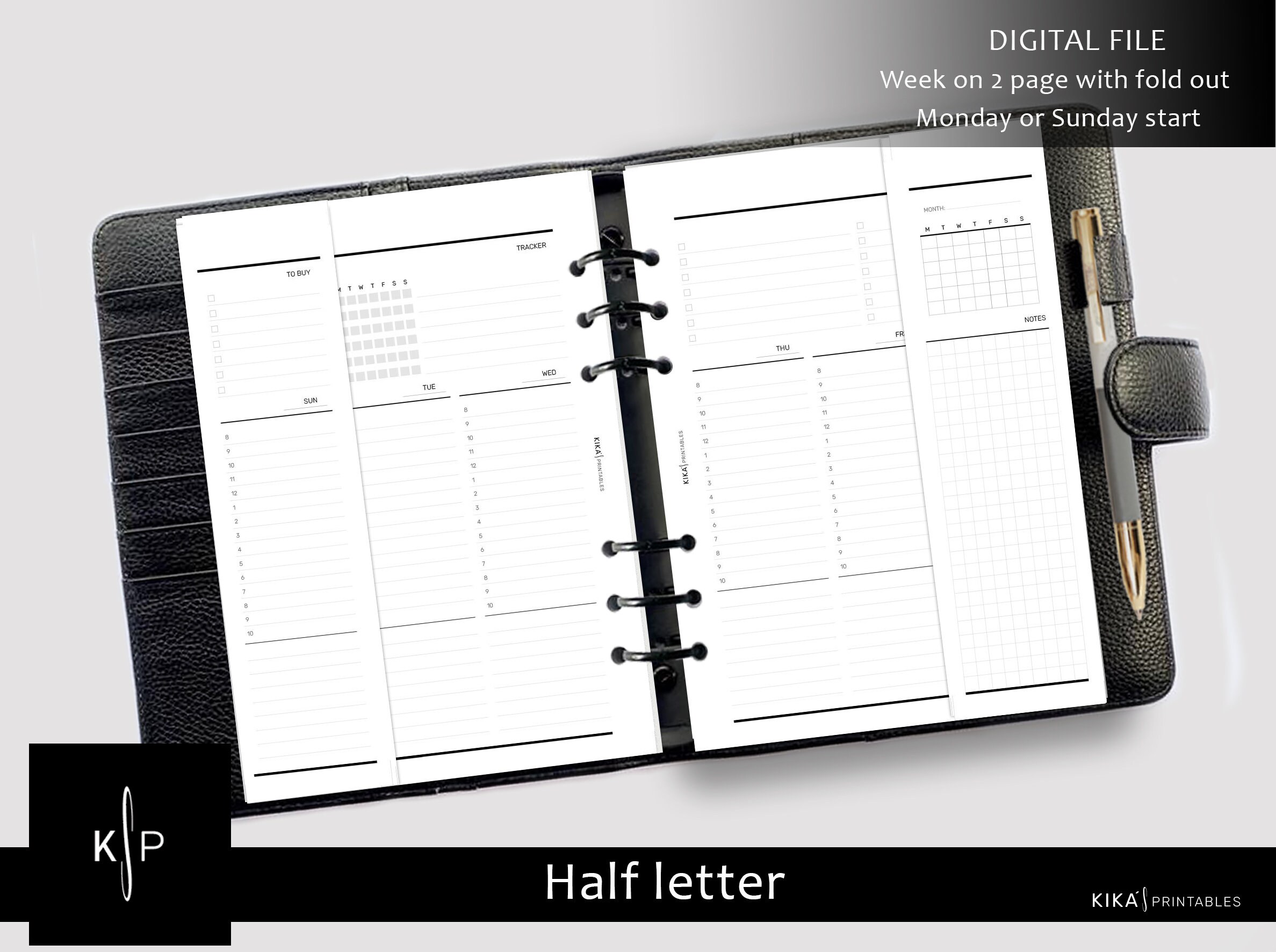 Half Letter Weekly Planner Insert – Vertical Layout (PDF Pattern) - Etsy