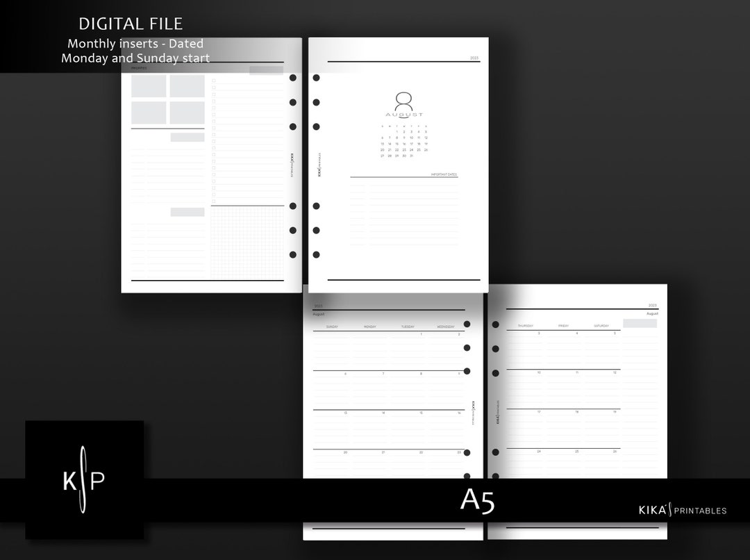 A5 Monthly Planner Printable Free Pdf
