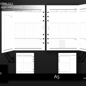 A5 Weekly fold-out insert planner - Printable Week on 2 pages vertical layout -  Printable Planner Inserts, A5 Agenda - Instant Download