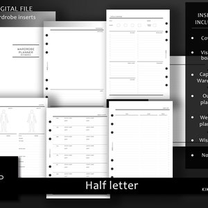 Garderobeplanner | Bedrukbare insteekkaarten voor halve letters | Garderobeplanner-sjablonen | Wekelijkse outfitplanning | Bundel mode | Fdf-bestanden (OT208)