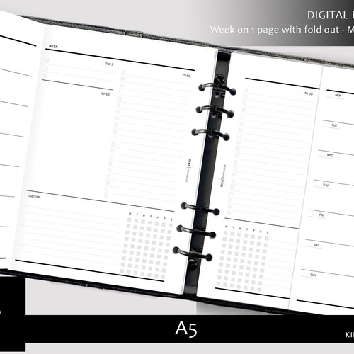 Minimal A5 Weekly Planner Inserts With a Fold Out Week on 1 Etsy