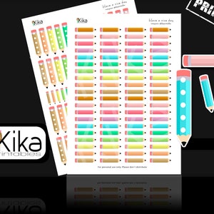 Printable stickers | School - College planner stickers | Pencil checklist and labels planner stickers | Instant Download