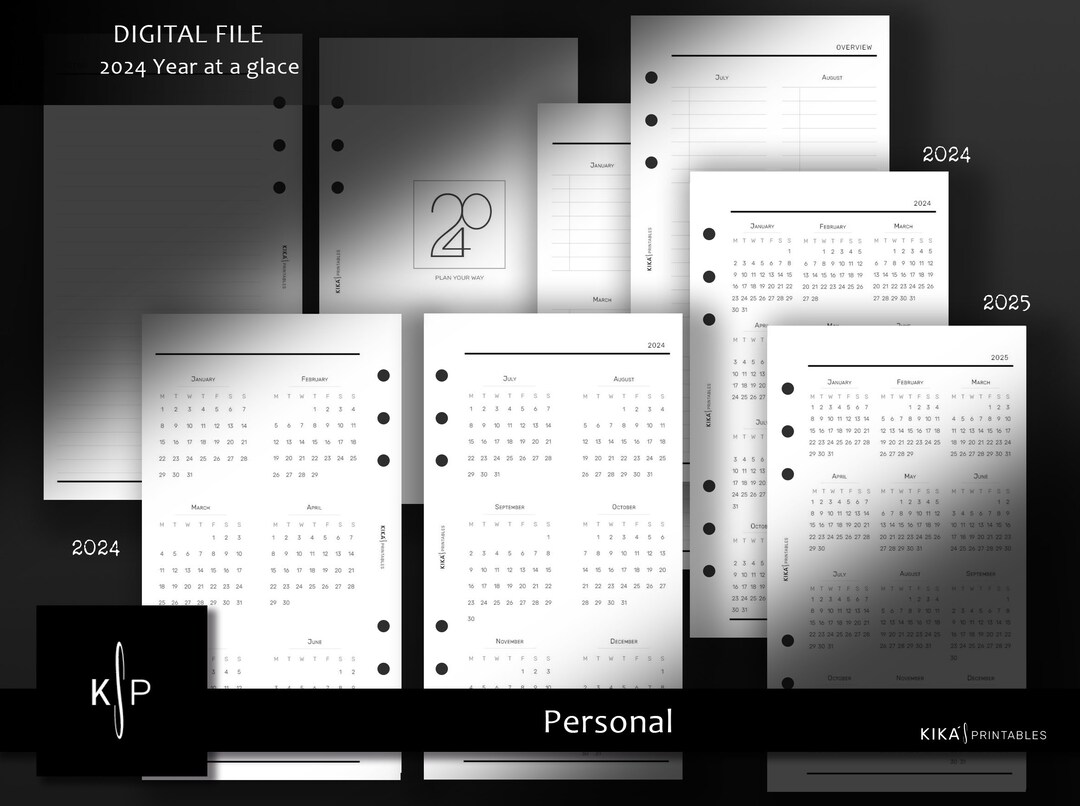 2024 Calendar PDF Personal Size Printable Planner Inserts Yearly