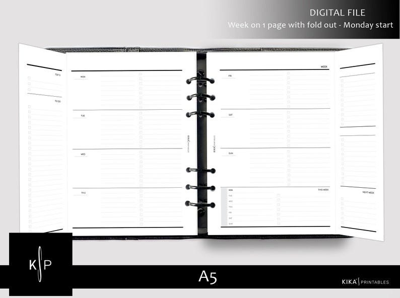 Fold-out Weekly A5 Planner Printable Week on 2 Pages - Etsy