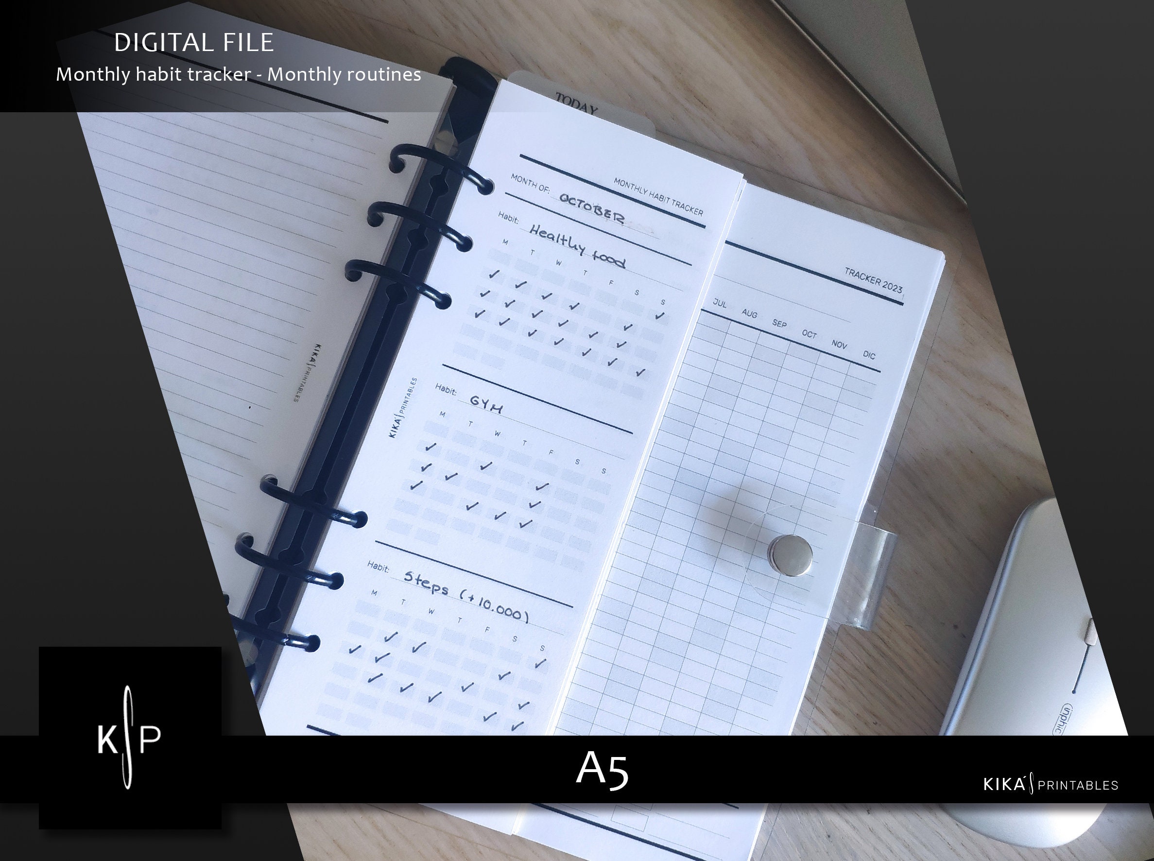 Monthly Tracker Planner Insert - A5 Printable Monthly Routine - A5 ...
