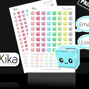 Printable stickers | Kawaii Dishwasher planner sticker | Wash Dishes Stickers for Erin Condren, Filofax, KiKi K, MAMBI | Instant Download
