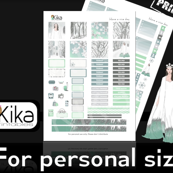 Personal size planner | Winter Queen weekly Planner Kit PRINTABLE | Printable planner set perfect for Filofax, Kikki K  Instant download