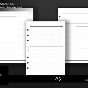 A5 printable -Minimal Cornell Notes Planner Bundle| Note Taking Paper Insert | Printable Planner Inserts, A5 Agenda -Instant Download (N006)