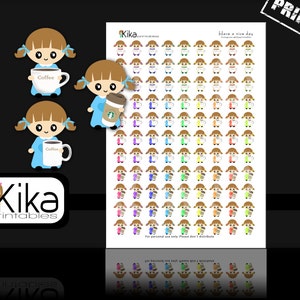 Printable stickers | Coffee planner sticker | Coffee break Stickers | Cute Kawaii Planner Stickers | Instant Download