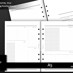 Cleaning routine inserts | A5 printable - Minimal Cleaning checklist | Printable Planner Inserts, A5 Agenda - Instant Download