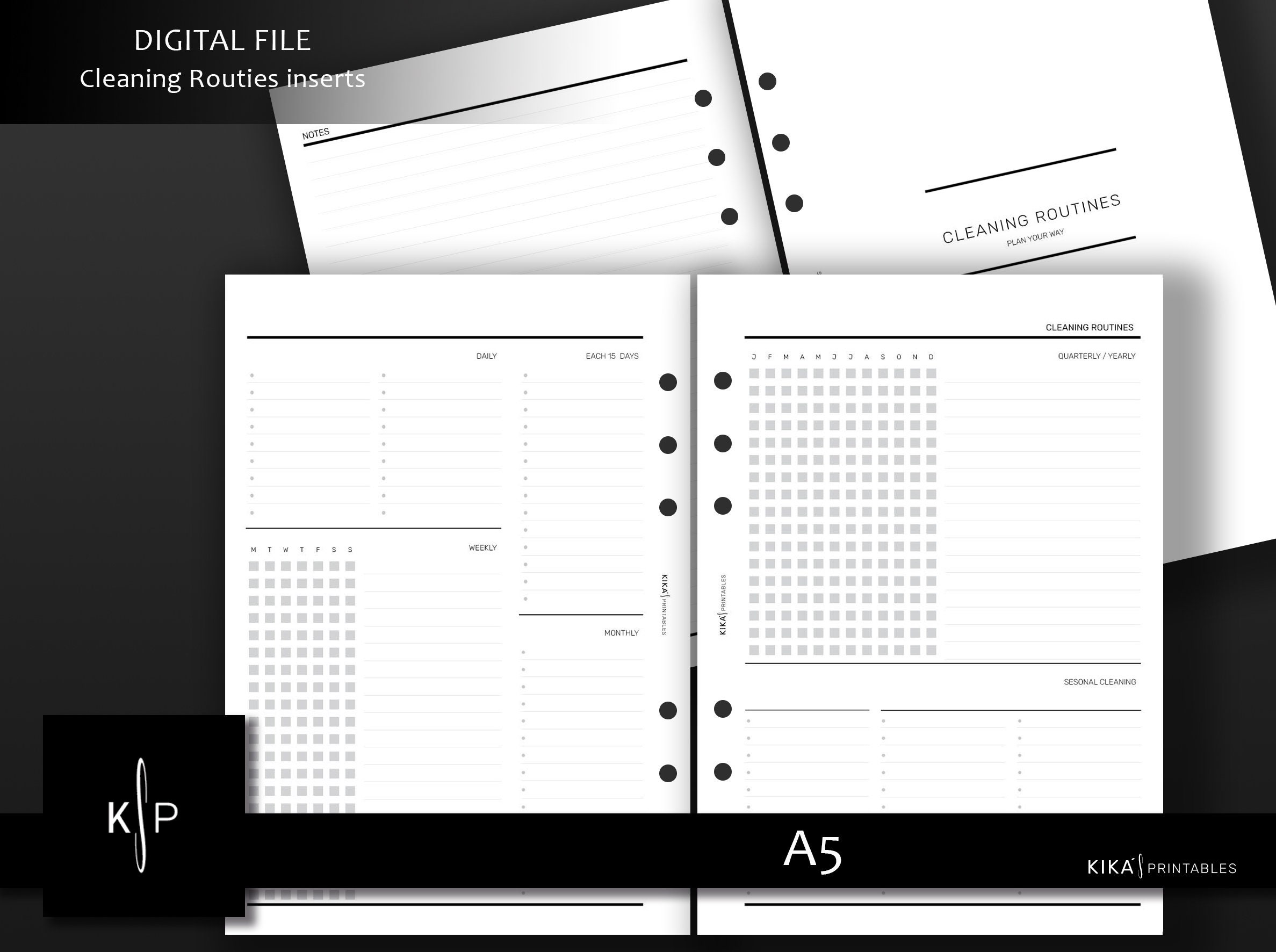 A5 Cleaning Routine Planner Inserts | Minimalist Checklist (digital ...