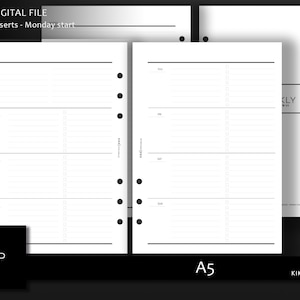 A5 printable - Minimal weekly planner inserts | Week on 2 pages Horizontal WO2PH | Printable Planner Inserts, A5 Agenda - Instant Download